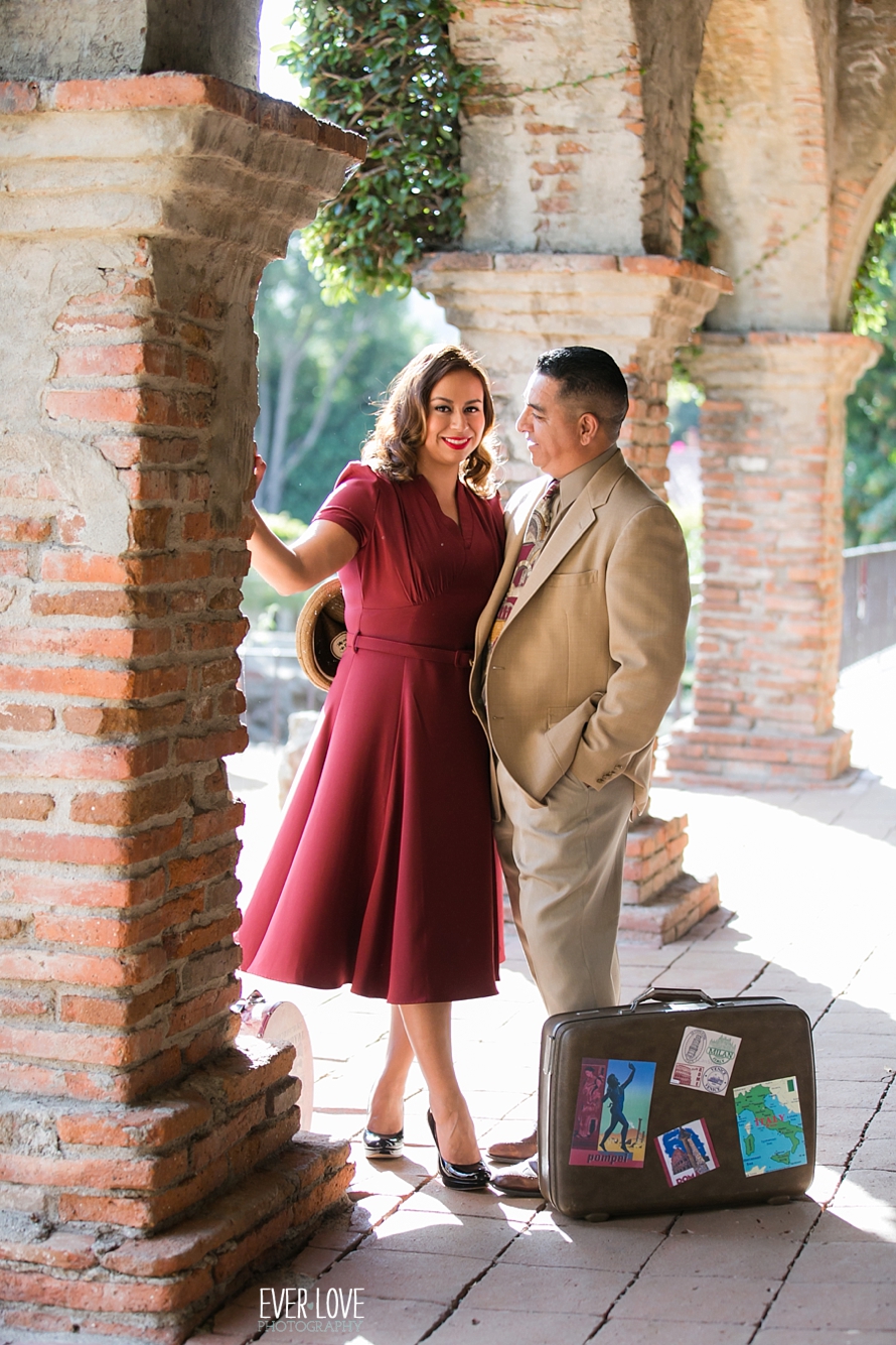 wedgewood-vintage-engagement-session-with-suitcases-mission-san-juan-capistrano-008